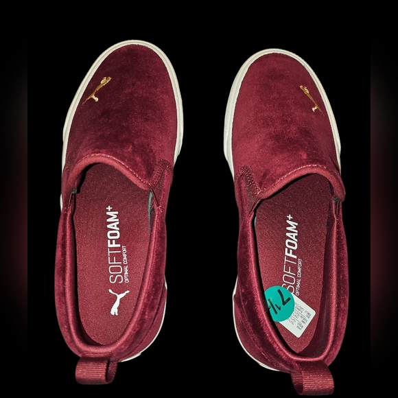 Puma Red Velvet Sneakers with Embroidered Details Size New - Picture 2 of 6